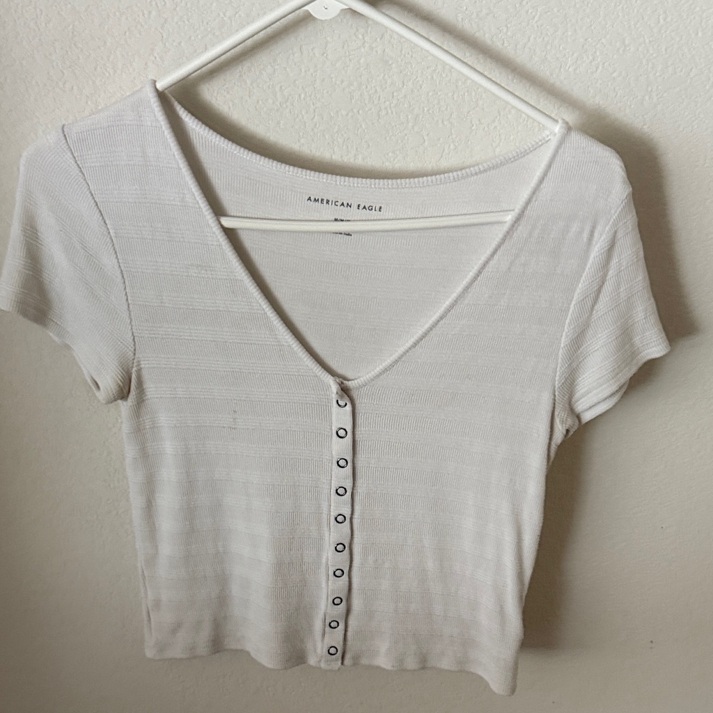 American Eagle Outfitters Cream Button-Down Women's Top